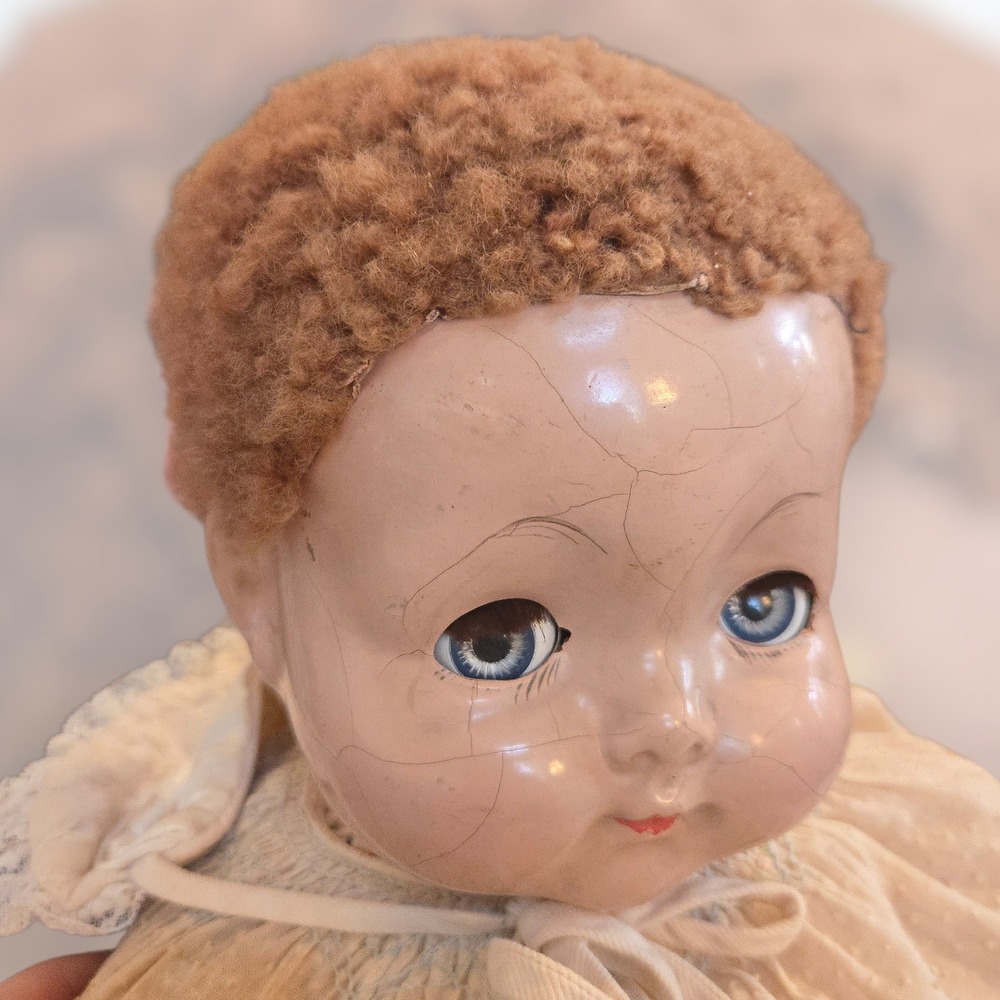 VTG 1930s 24" Effanbee Composition Baby Doll Curly Hair Sleepy Eyes USA GUC Lady